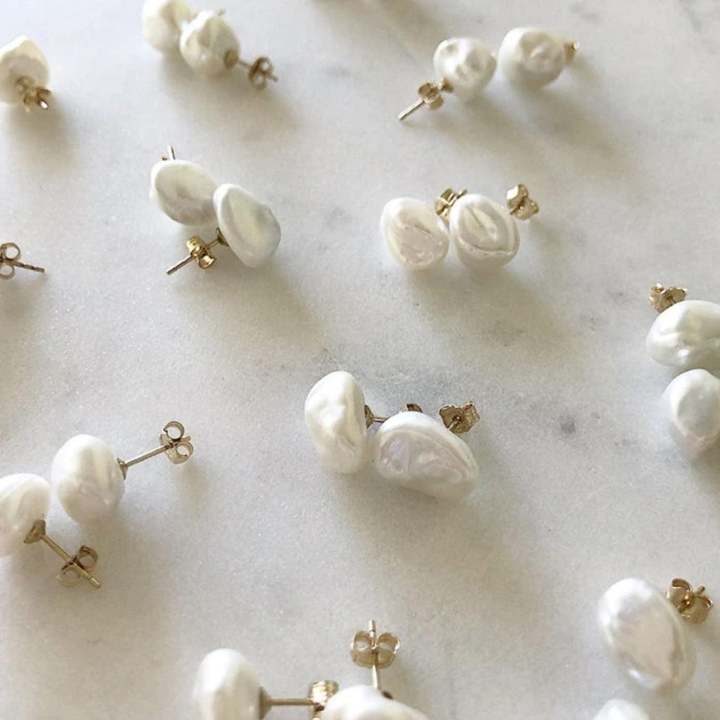 Peggy and Twig  Rose Keshi Stud Earrings available at Rose St Trading Co