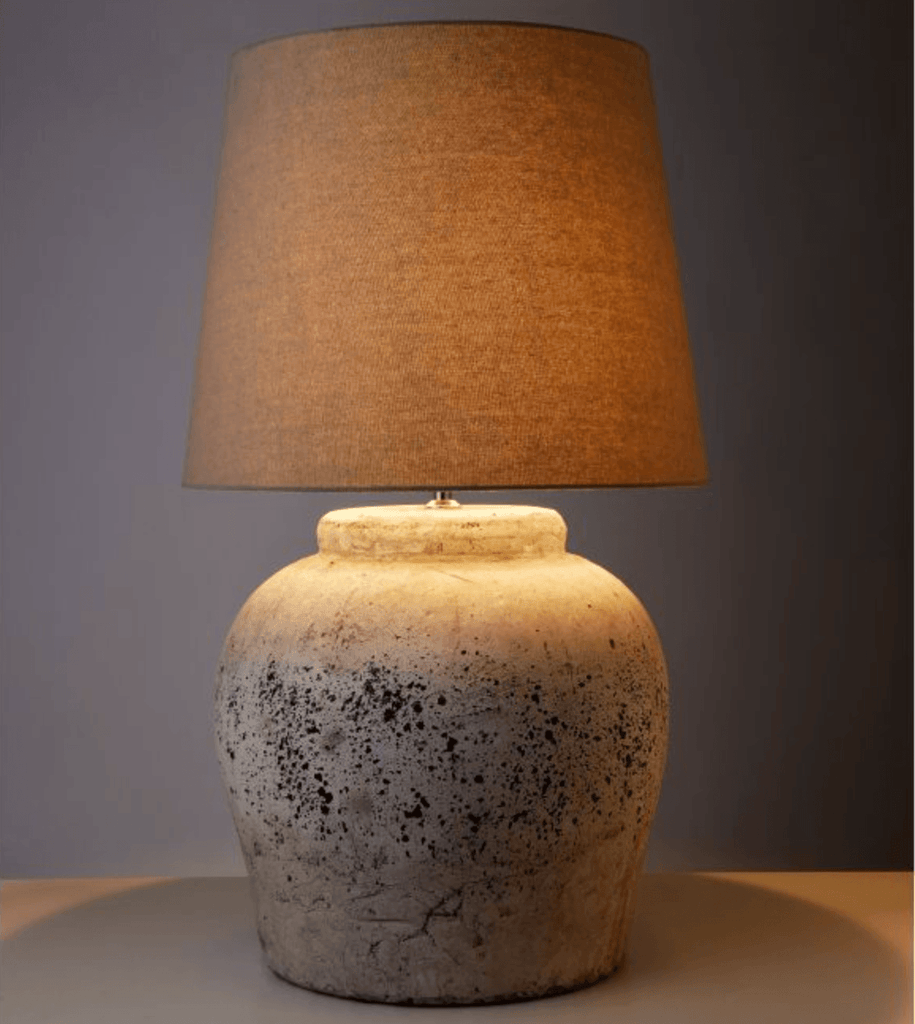 RUSTIC CERAMIC TABLE LAMP | GREY - Rose St Trading Co