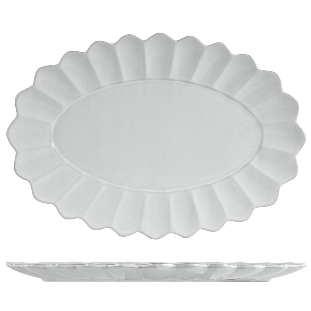 Scalloped Oval Plate | White - Rose St Trading Co