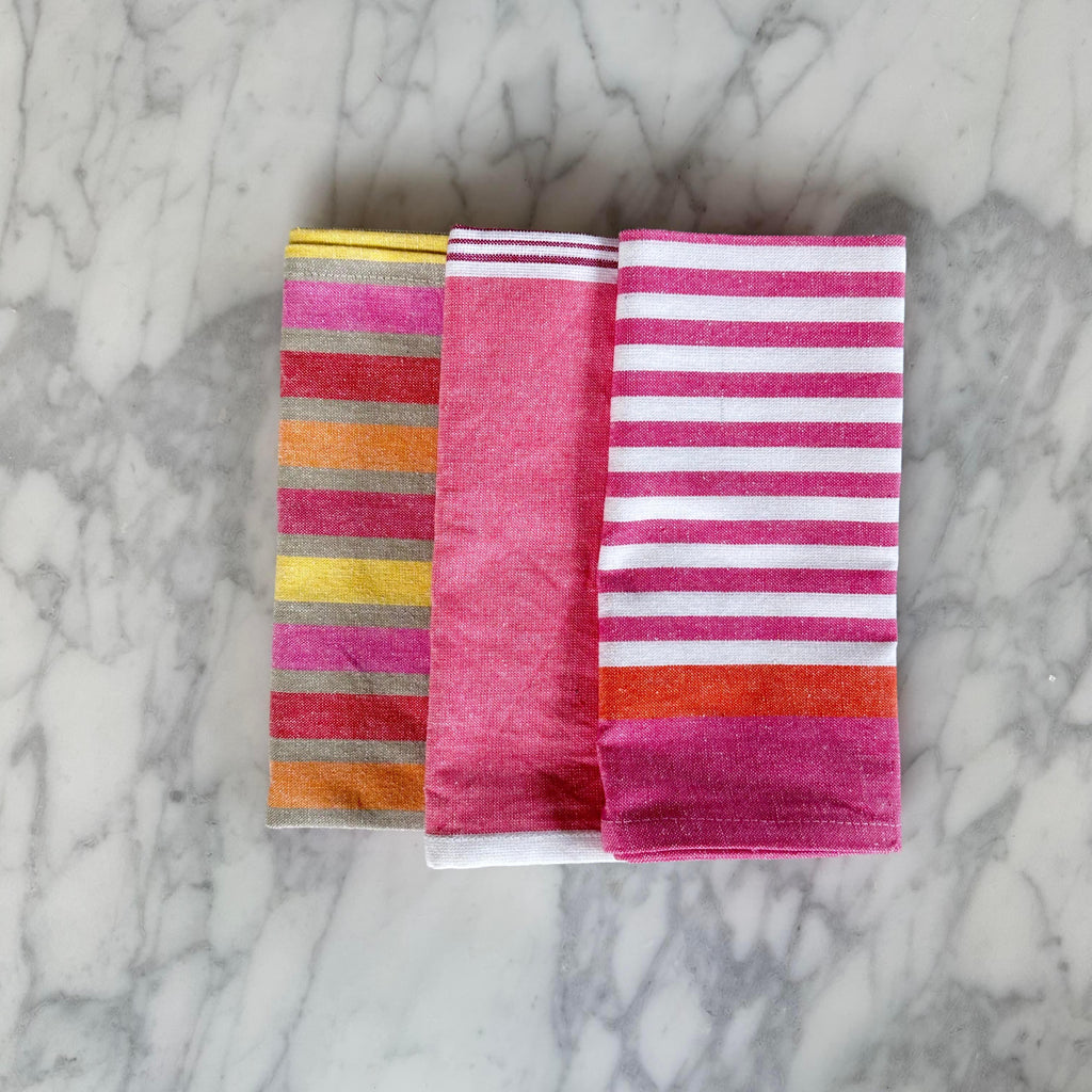 Set of 3 Tea Towels | Pink + Orange - Rose St Trading Co