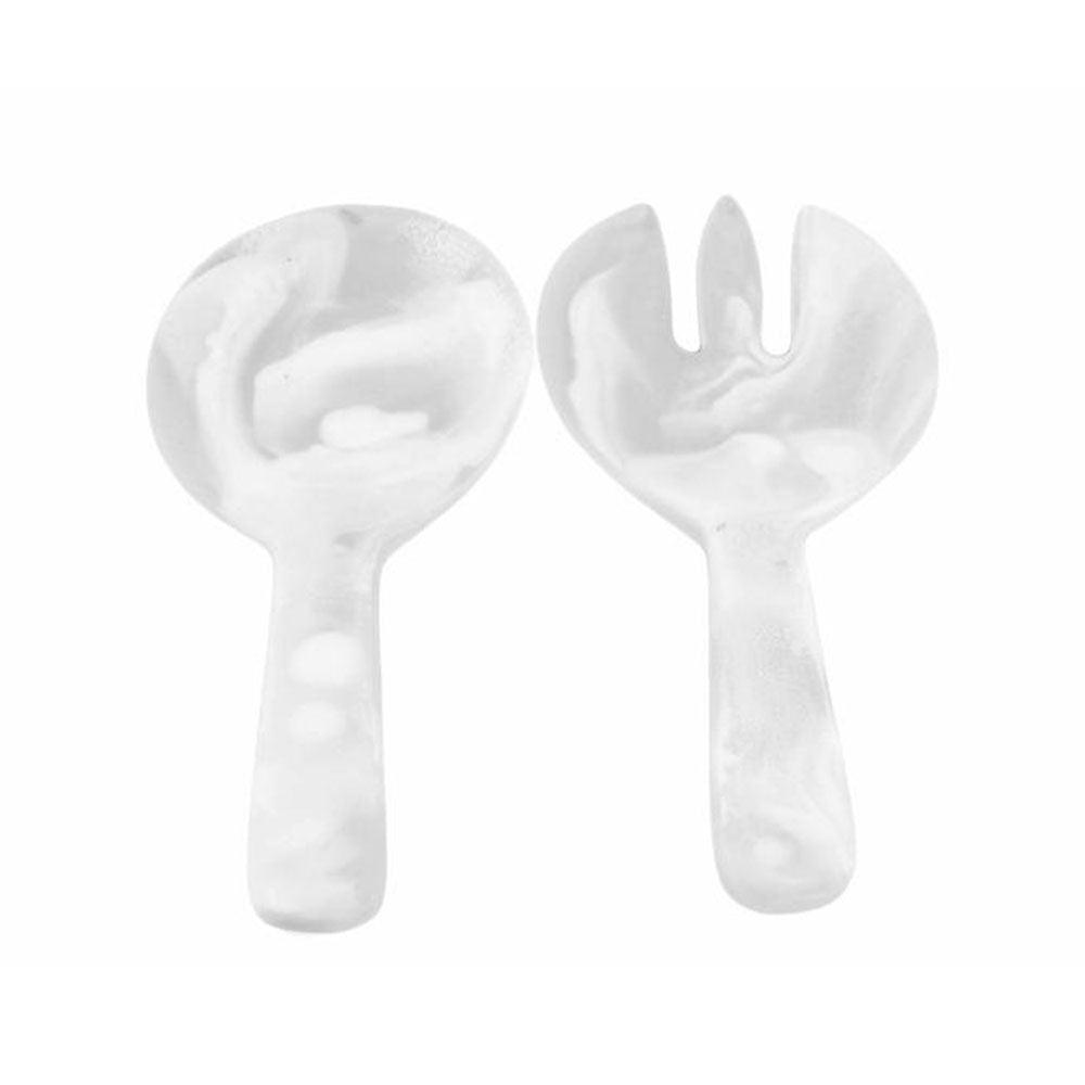 RSTC  Short Handle Salad Servers | White Swirl available at Rose St Trading Co