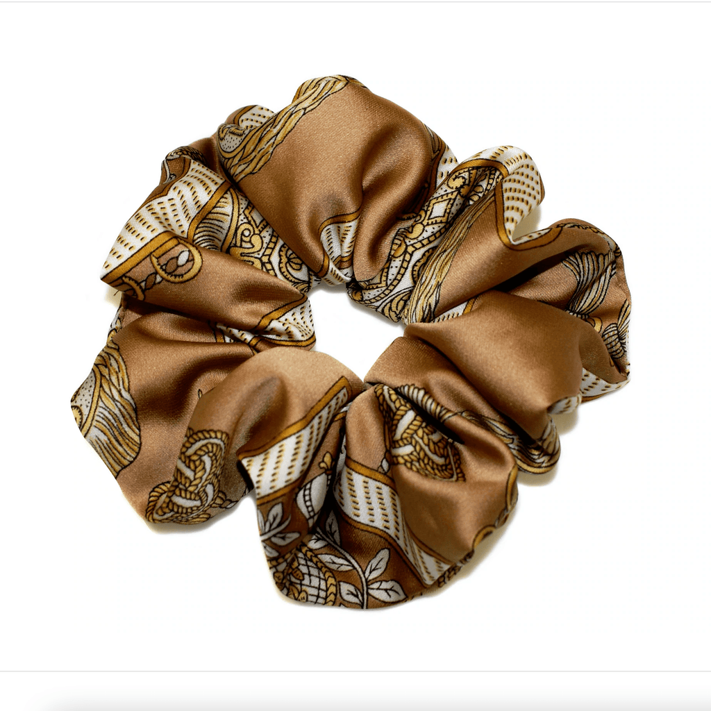 Hepburn & Co  Siena Satin Medium Scrunchie | Tan available at Rose St Trading Co