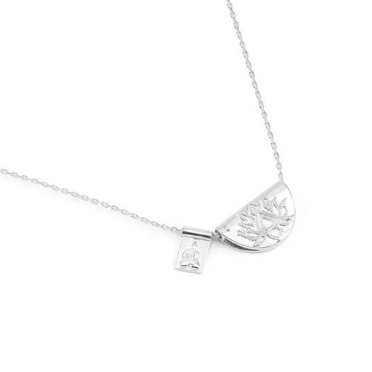 By Charlotte  Silver Lotus Little Buddha Short Necklace available at Rose St Trading Co