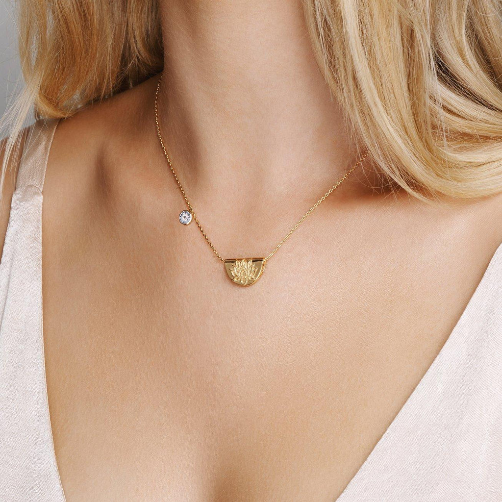 By Charlotte  Silver Lucky Lotus Necklace available at Rose St Trading Co