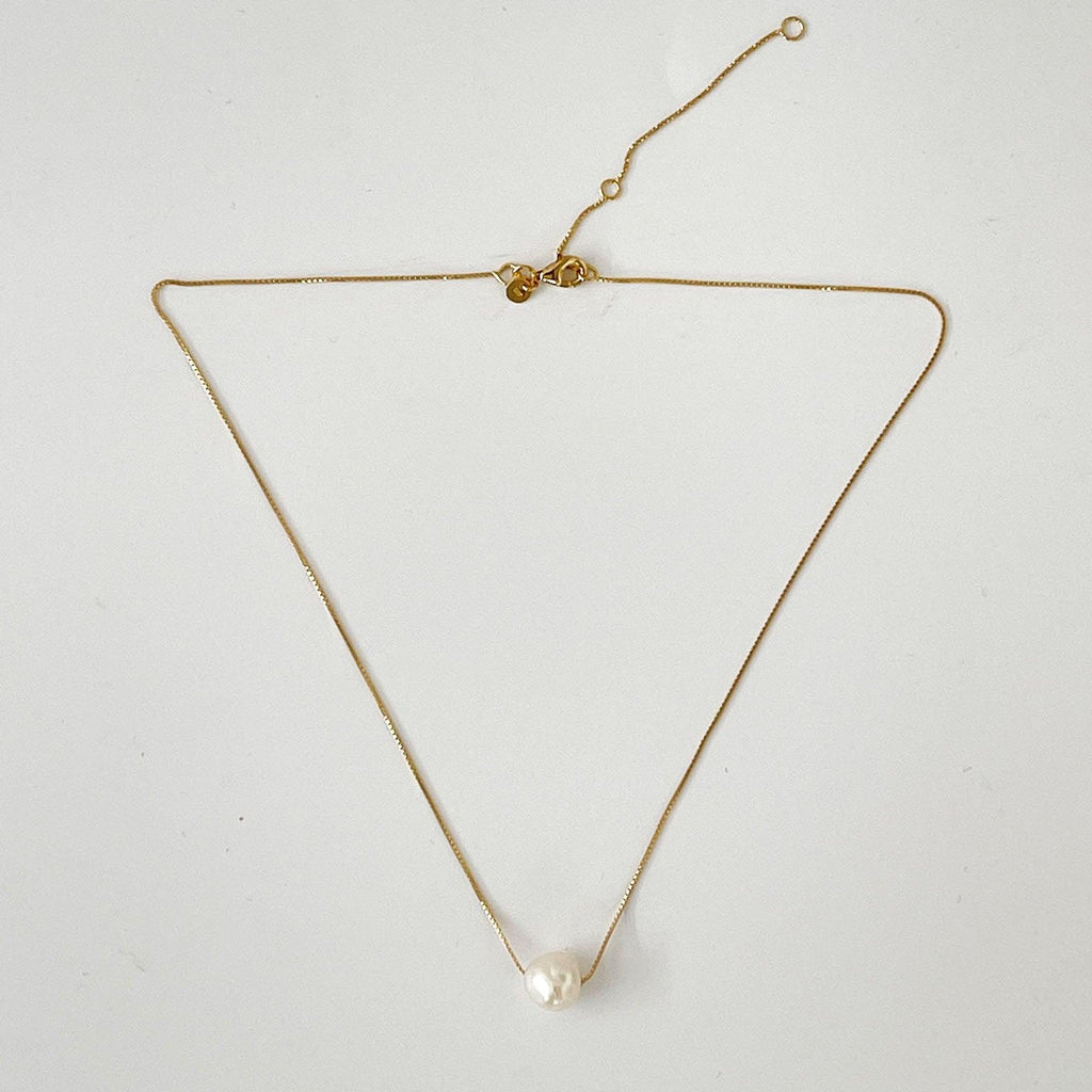 RSTC  Single Pearl Necklace on Gold Plate available at Rose St Trading Co