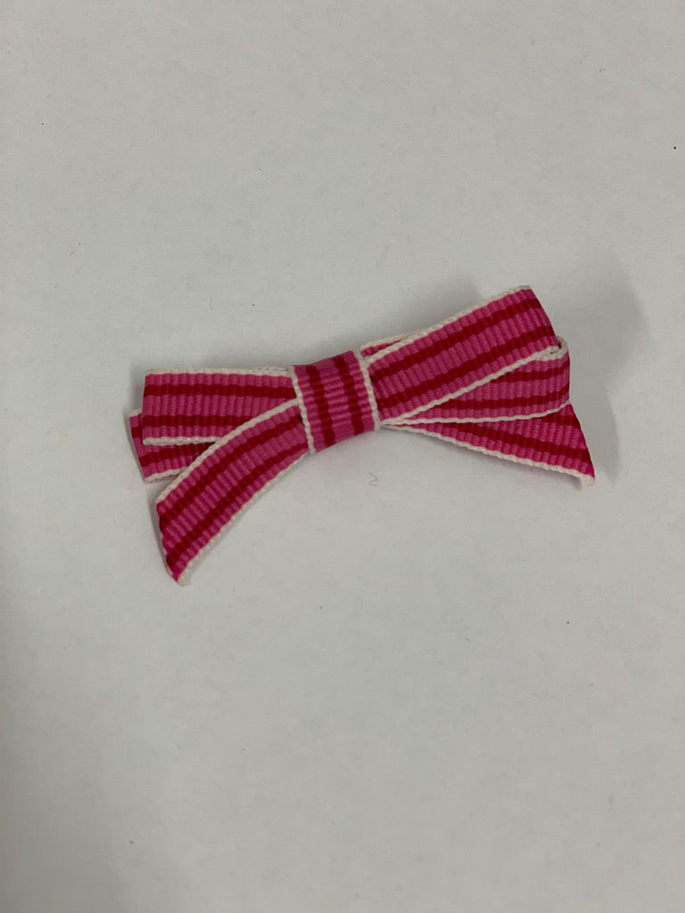 Rose St Trading Co Hot Pink Red Stripe Small Grosgrain Ribbon Bows | Assorted Colours + Patterns available at Rose St Trading Co
