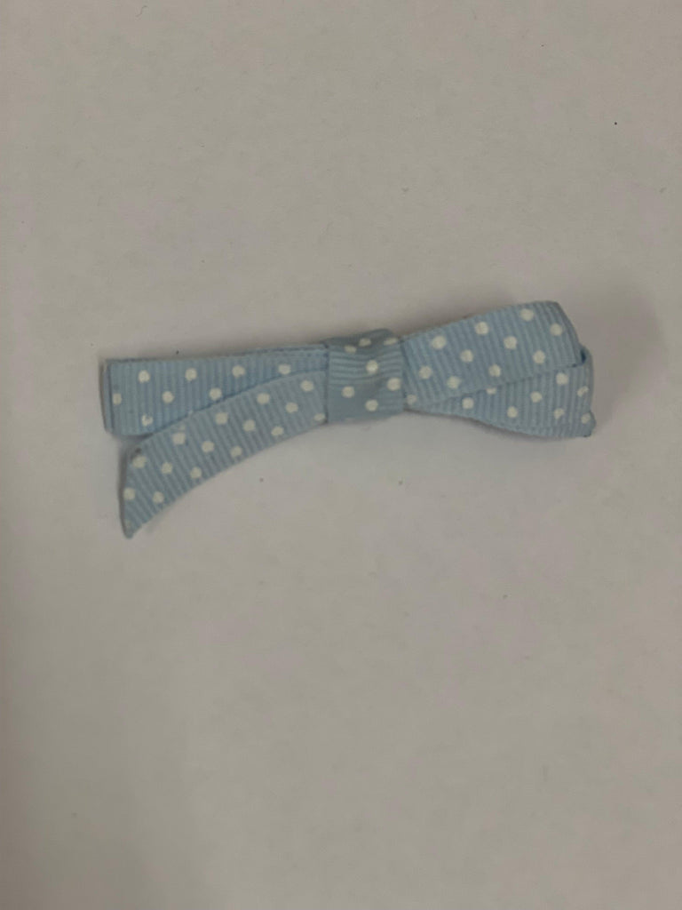 Rose St Trading Co Pale Blue Dot Small Grosgrain Ribbon Bows | Assorted Colours + Patterns available at Rose St Trading Co
