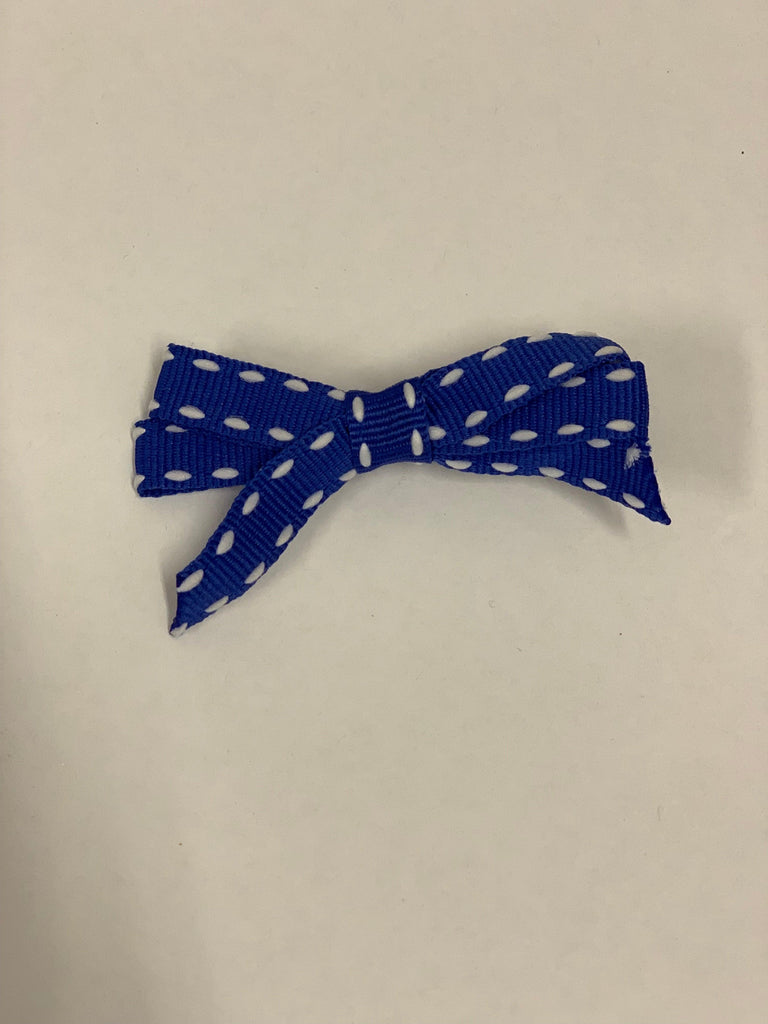 Rose St Trading Co Royal Blue Dash Small Grosgrain Ribbon Bows | Assorted Colours + Patterns available at Rose St Trading Co