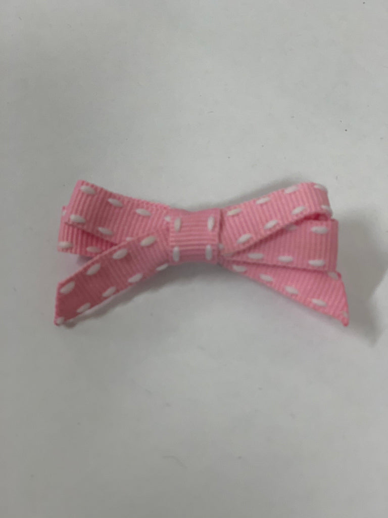 Rose St Trading Co Pale Pink Dash Small Grosgrain Ribbon Bows | Assorted Colours + Patterns available at Rose St Trading Co