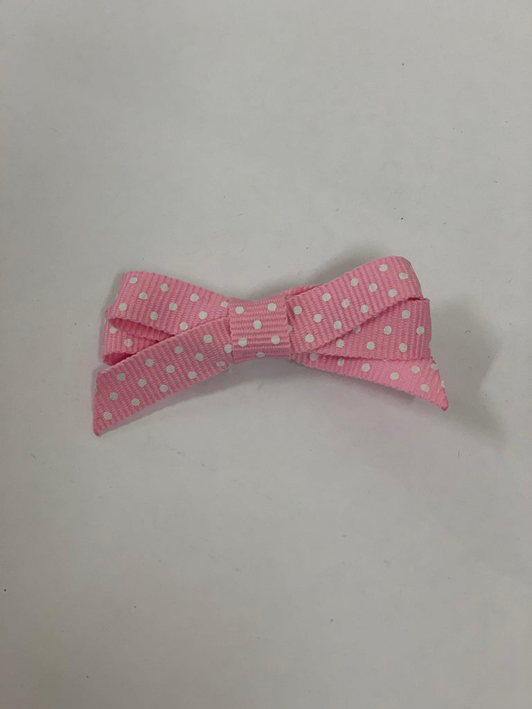 Rose St Trading Co Pale Pink Dot Small Grosgrain Ribbon Bows | Assorted Colours + Patterns available at Rose St Trading Co