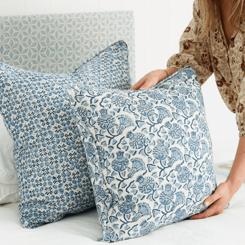 Walter G  Sochi Azure Linen Cushion available at Rose St Trading Co