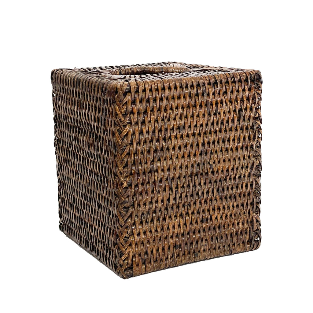 RSTC  Square Rattan Tissue Box Holder | Antique available at Rose St Trading Co