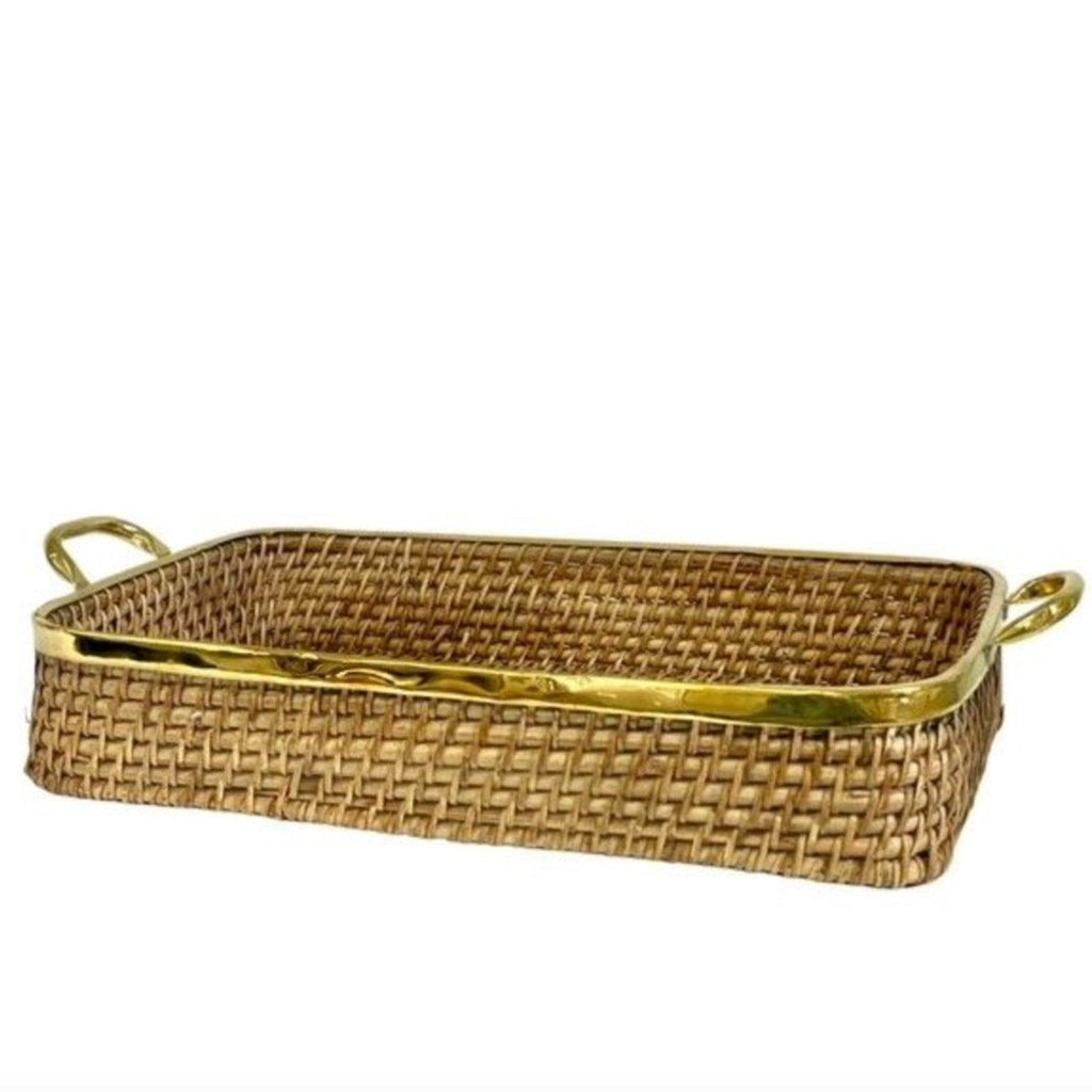 St Barts Rect Natural Brass Tray - Rose St Trading Co