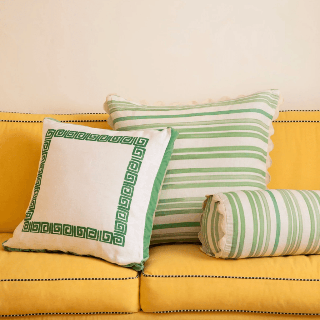 Bonnie and Neil  Stripe Green Cushion | 60cm available at Rose St Trading Co