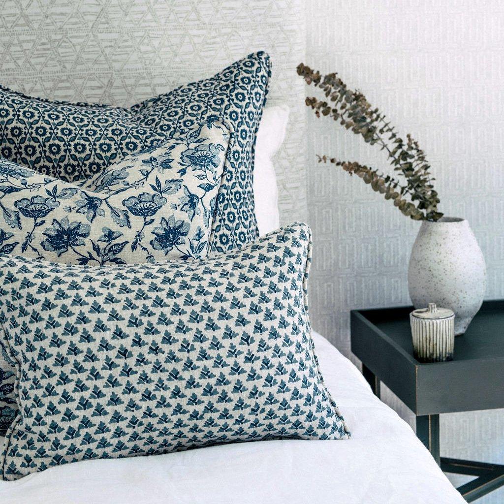 Walter G  Suzani Azure Linen Cushion - 55cm x 55cm available at Rose St Trading Co