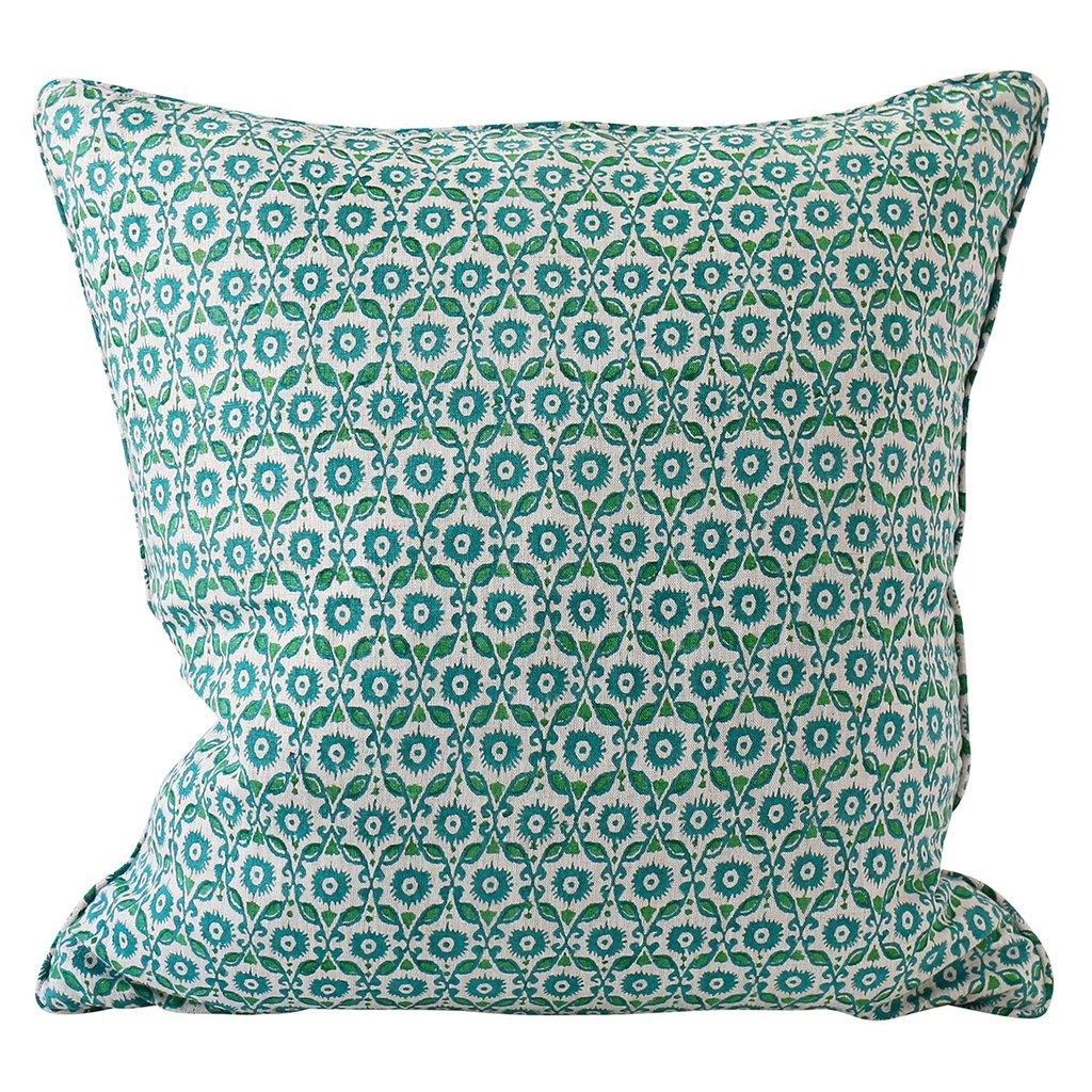 Walter G  Suzani Emerald Linen Cushion - 55x55cm available at Rose St Trading Co