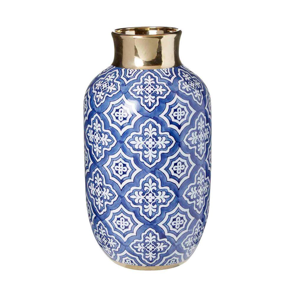 Florabelle  Tangier Bottle Neck Vase | Blue + White available at Rose St Trading Co