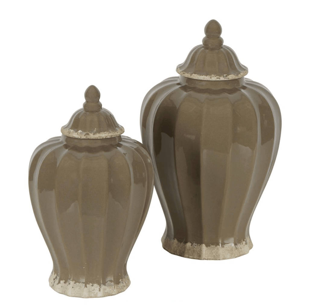 RSTC  Taupe Fluted Jar | Medium available at Rose St Trading Co
