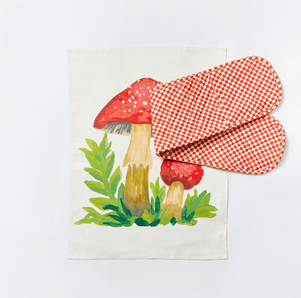 Bonnie and Neil  Tea Towel | Mushroom Red available at Rose St Trading Co