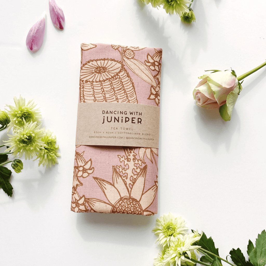 Dancing with Juniper  Tea Towel | Wildflower Bouquet available at Rose St Trading Co