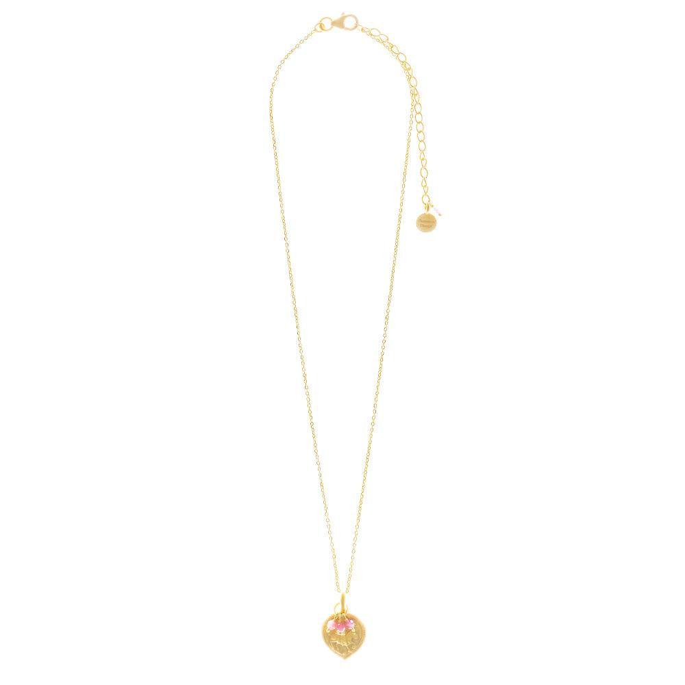 Rubyteva  Tear Drop Goddess Charm Necklace | Pink Tourmaline available at Rose St Trading Co