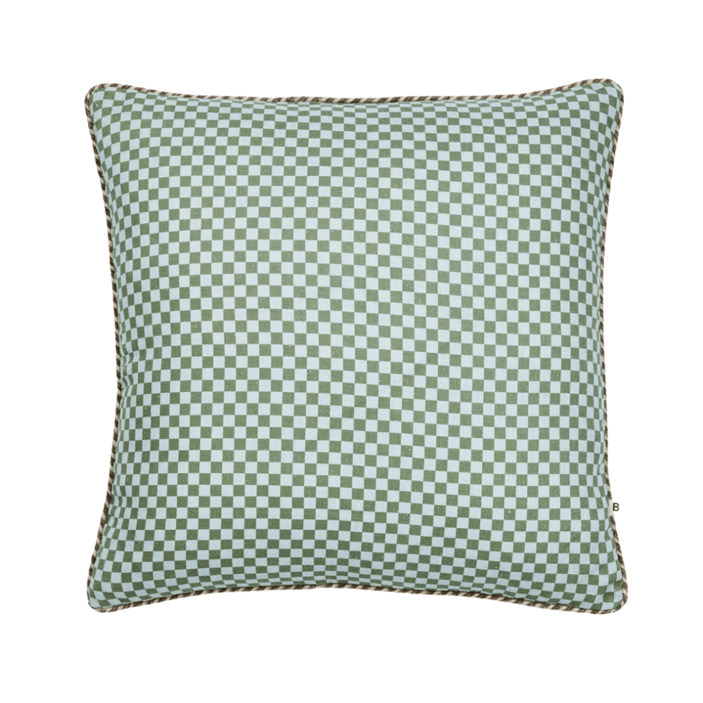 Bonnie and Neil  Tiny Checkers Cushion | Blue Green 50cm available at Rose St Trading Co