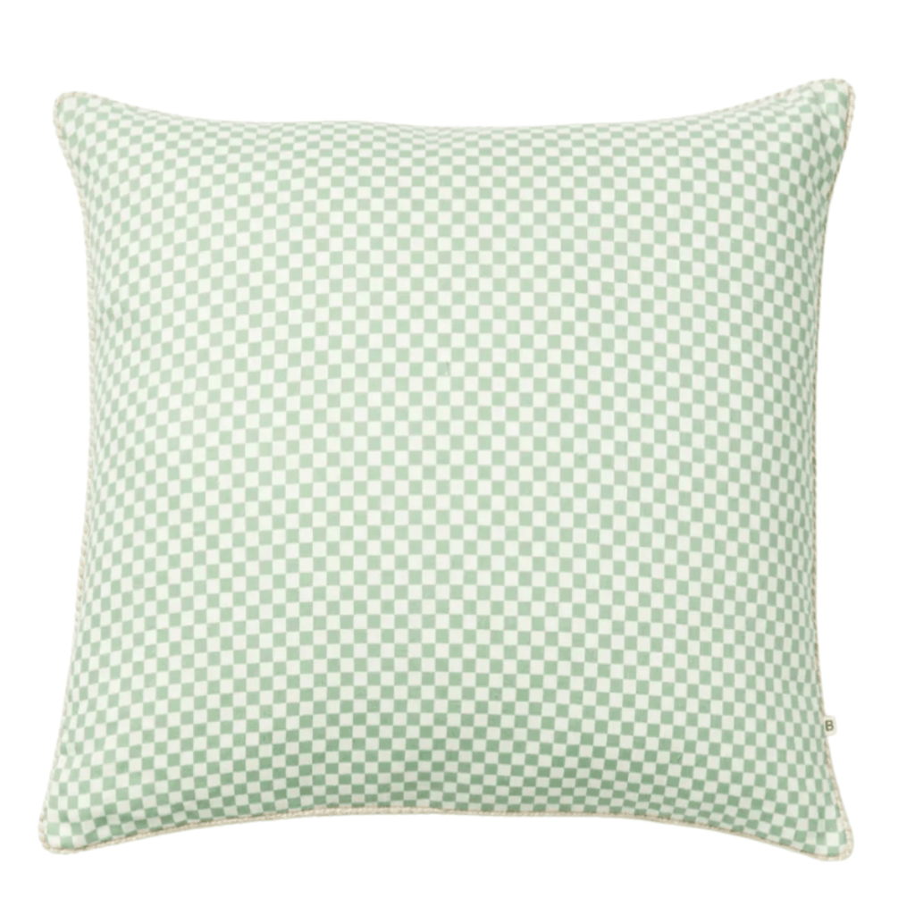 Bonnie and Neil  Tiny Checkers Sage Green Cushion | 60cm available at Rose St Trading Co