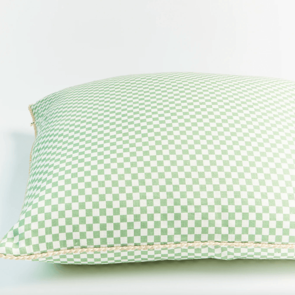 Bonnie and Neil  Tiny Checkers Sage Green Cushion | 60cm available at Rose St Trading Co