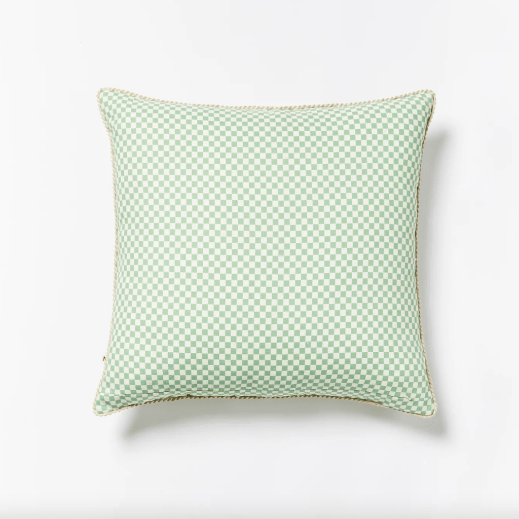 Bonnie and Neil  Tiny Checkers Sage Green Cushion | 60cm available at Rose St Trading Co