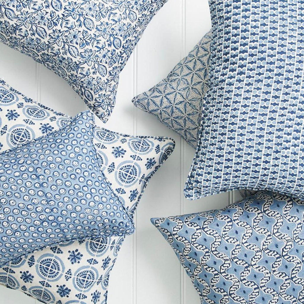 Walter G  Tulum Azure Linen Cushion | 50x50cm available at Rose St Trading Co