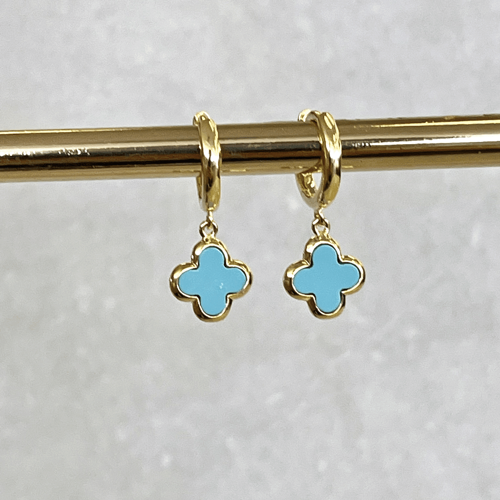 RSTC  Turquoise Clover Huggy Earring available at Rose St Trading Co