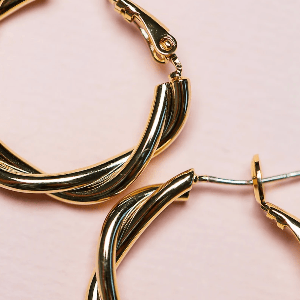 Zafino  Twisted Hoop Earring | Gold available at Rose St Trading Co