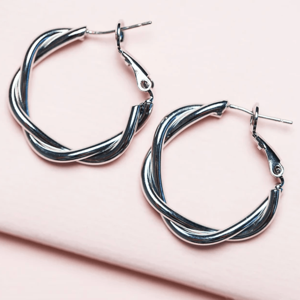 Zafino  Twisted Hoop Earring | Silver available at Rose St Trading Co