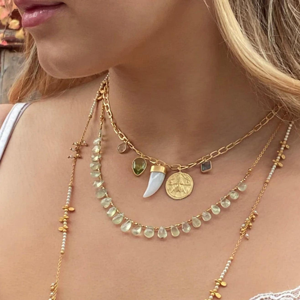 White Agate Horn Charm Necklace - Rose St Trading Co
