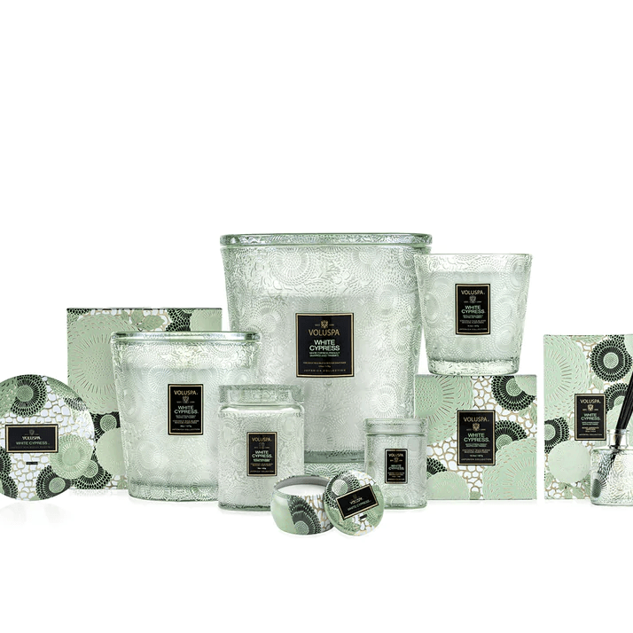 Voluspa  White Cypress 100hr Candle available at Rose St Trading Co