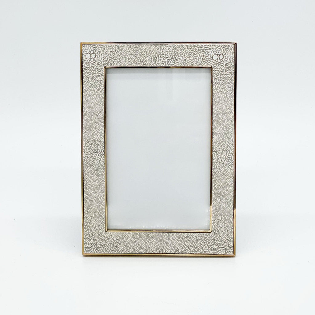 Flair  White/Gold Shagreen Frame | 4 x 6" available at Rose St Trading Co
