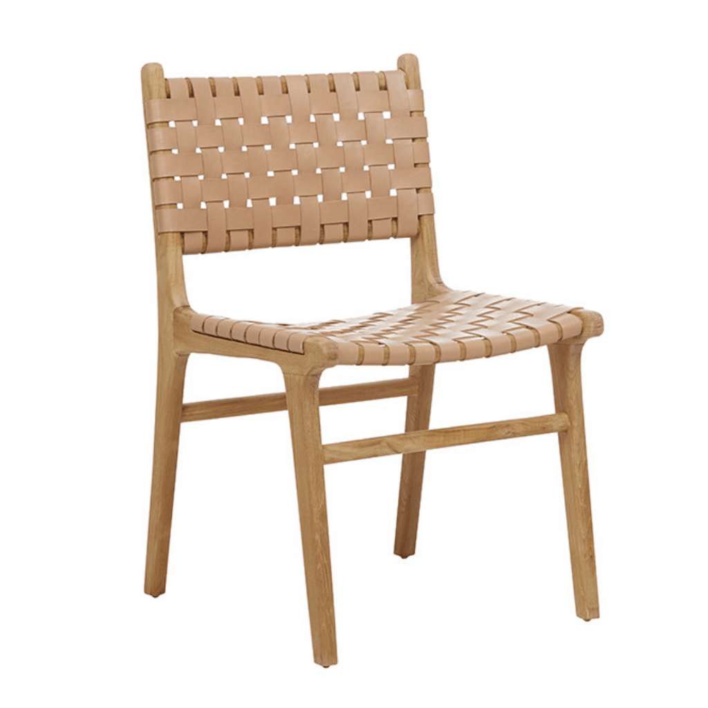Globe West  Willow Leather Dining Chair | Teak/Tan available at Rose St Trading Co