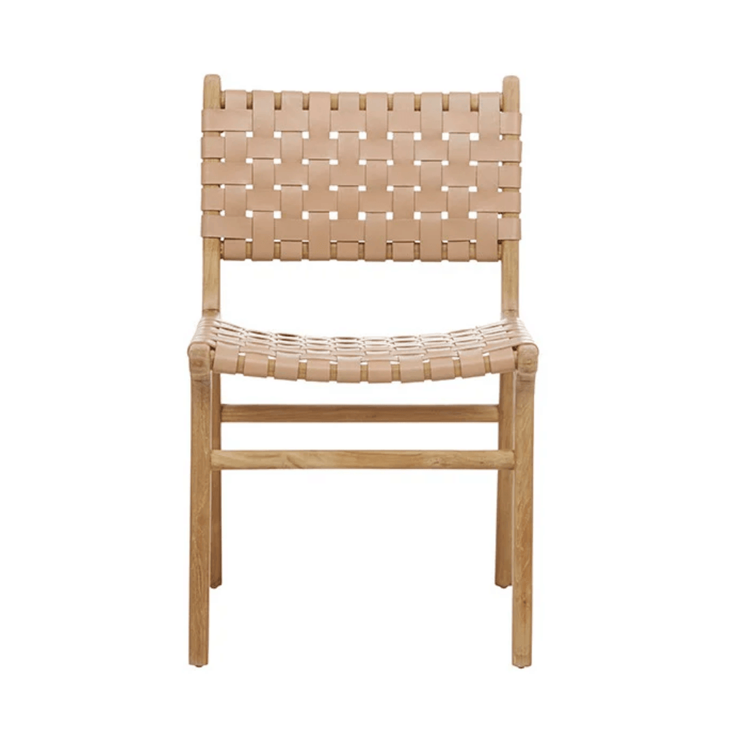 Globe West  Willow Leather Dining Chair | Teak/Tan available at Rose St Trading Co
