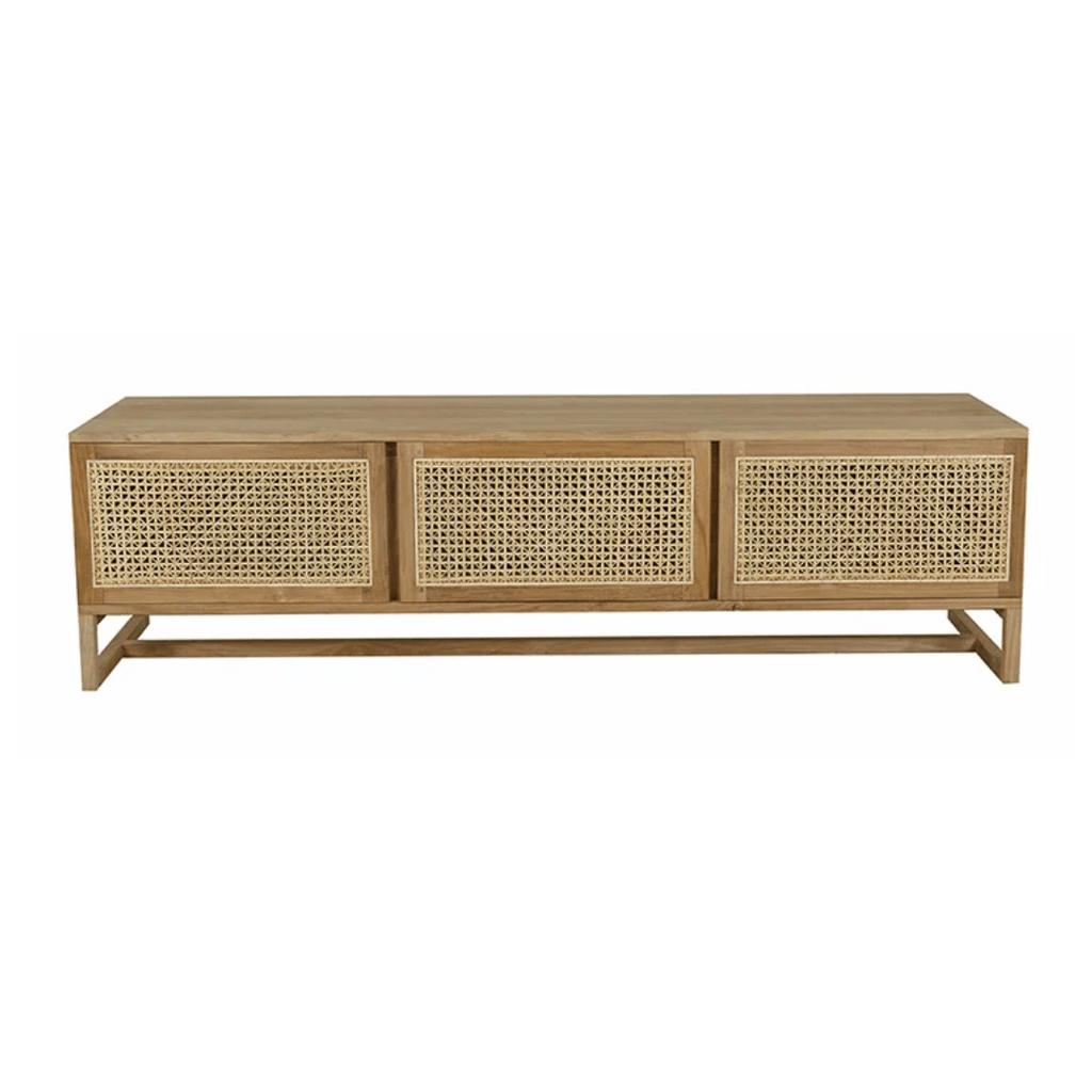 Globe West  Willow Woven Entertainment Unit | Natural Teak available at Rose St Trading Co