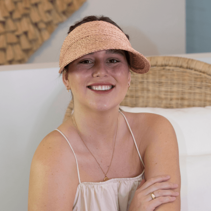 Sundaise  Winnie Raffia Visor | Pink available at Rose St Trading Co