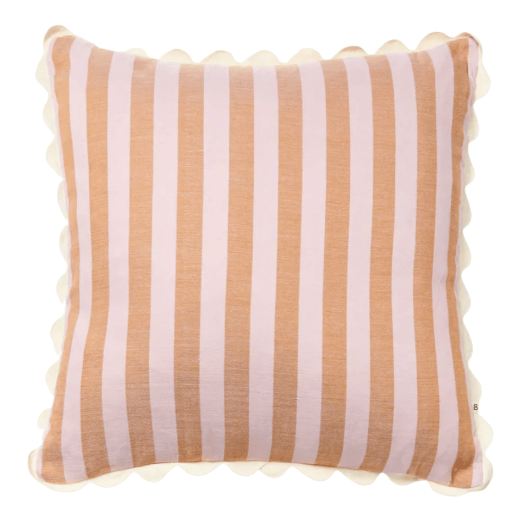 Bonnie and Neil  Woven Stripe Peach Purple Cushion | 60cm available at Rose St Trading Co