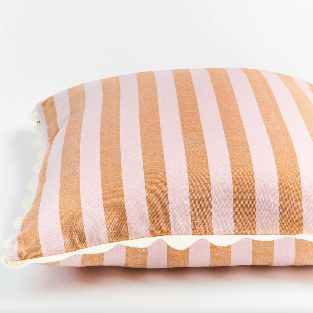 Bonnie and Neil  Woven Stripe Peach Purple Cushion | 60cm available at Rose St Trading Co