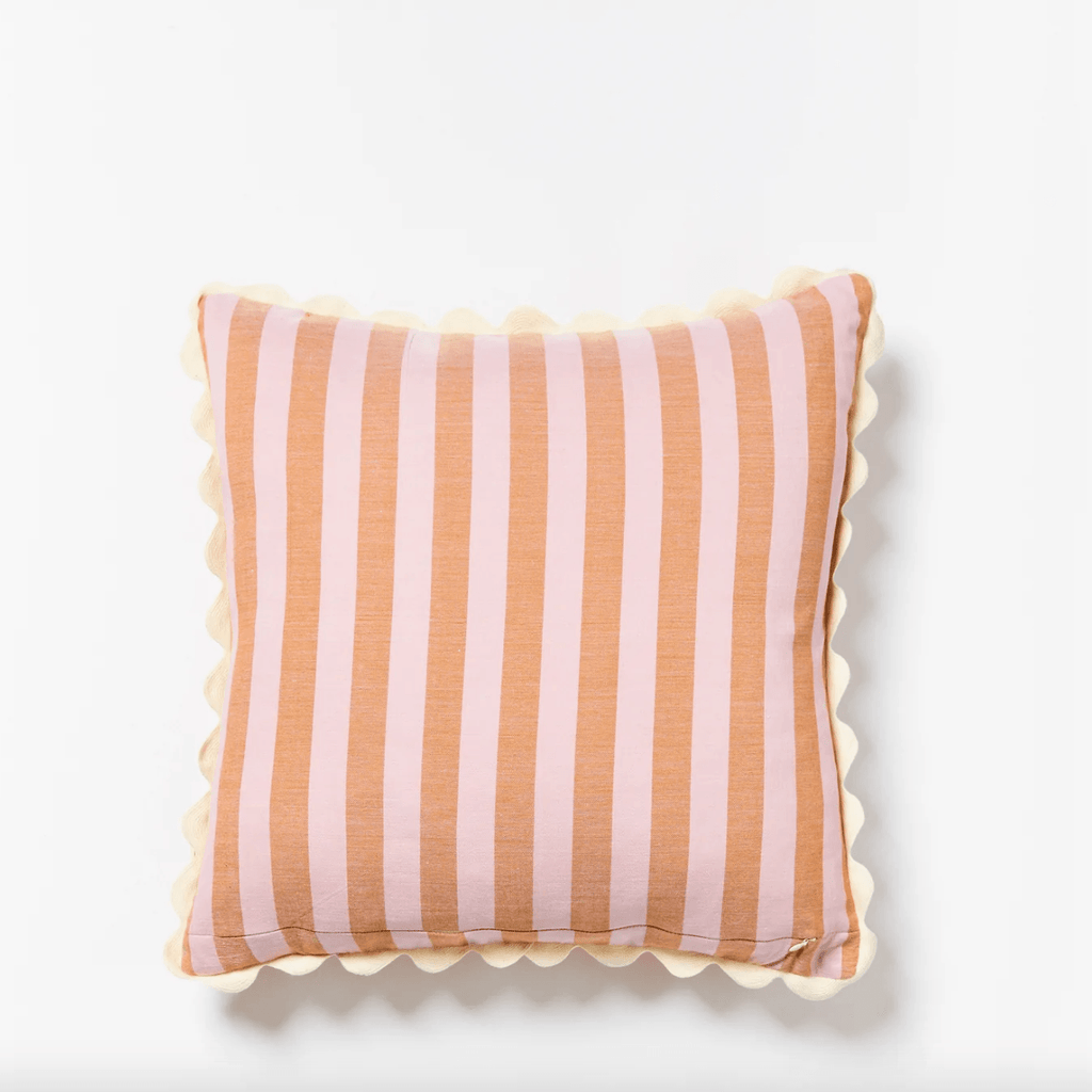 Bonnie and Neil  Woven Stripe Peach Purple Cushion | 60cm available at Rose St Trading Co