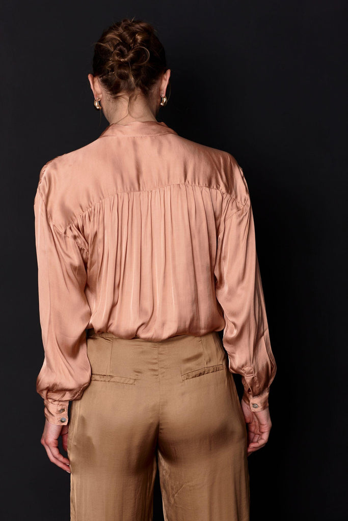 Yasmin Silky Shirt | Camel by Natasha in stock at Rose St Trading Co