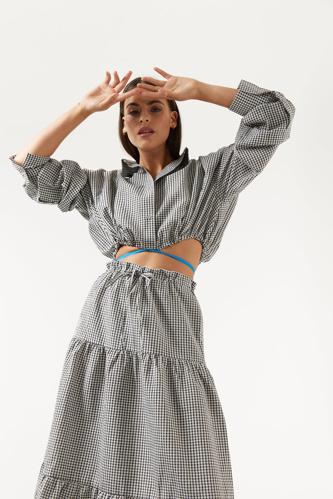 Aston Studio  Opal Crop Shirt | Jet Gingham available at Rose St Trading Co