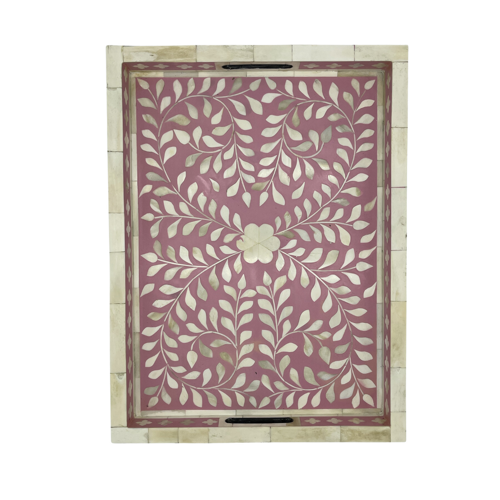 RSTC  Bone Inlay Tray | Pink Floral available at Rose St Trading Co