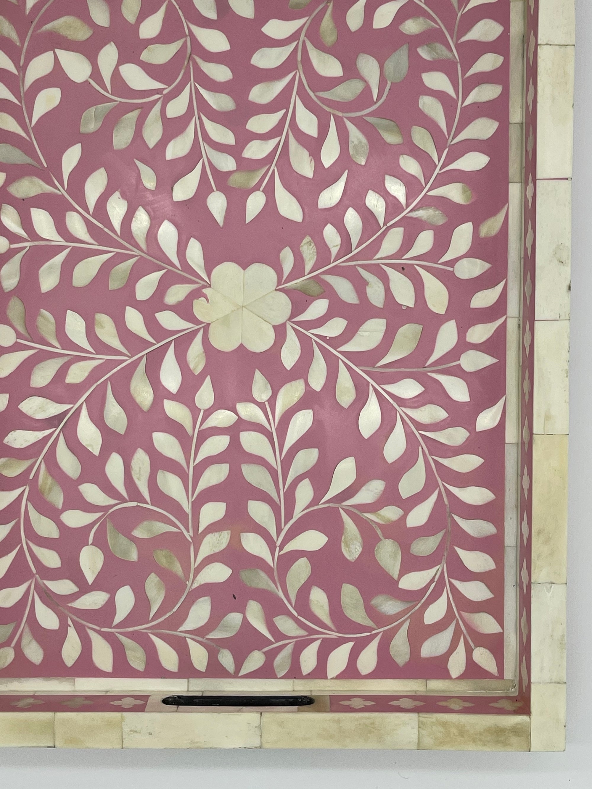 RSTC  Bone Inlay Tray | Pink Floral available at Rose St Trading Co