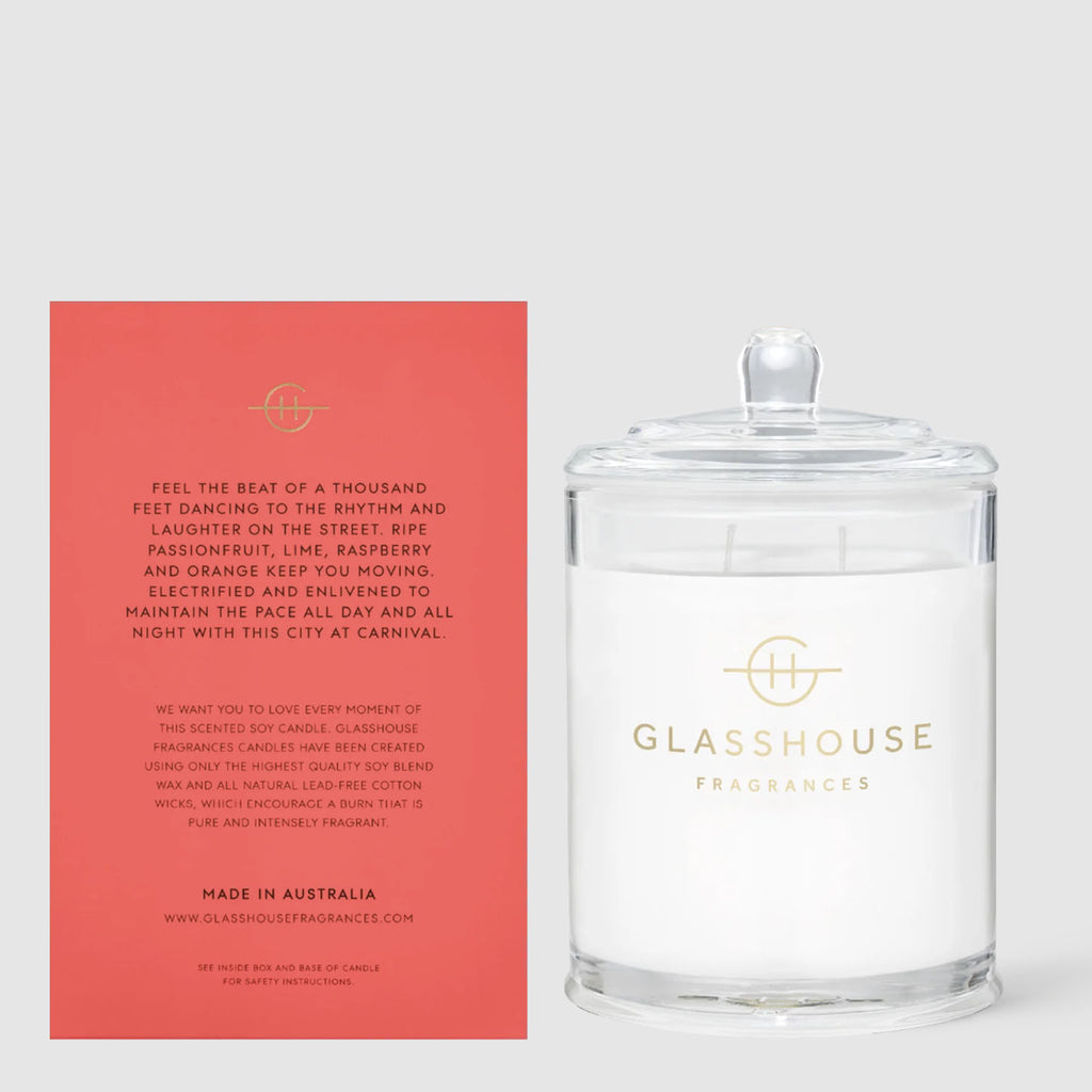 Glasshouse Fragrance  One Night in Rio 380g Candle available at Rose St Trading Co